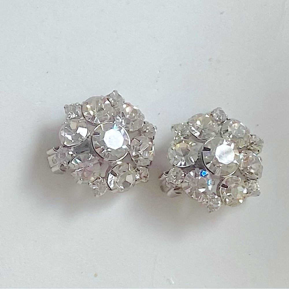 Vintage GRANDE EARRINGS Crystal Cluster Earrings GORGEOUS SO SPARKLY